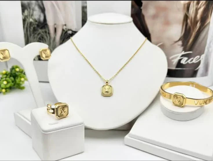 Square LV Emblem Jewelry Set