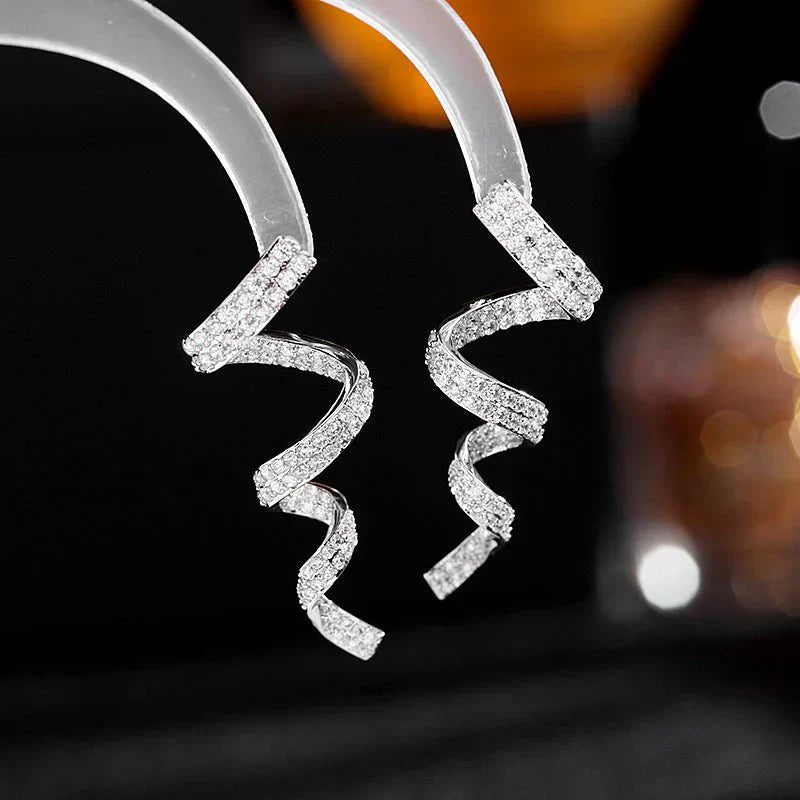 Cold Wind Zircon Minimally Personalized Spiral Wire Earrings