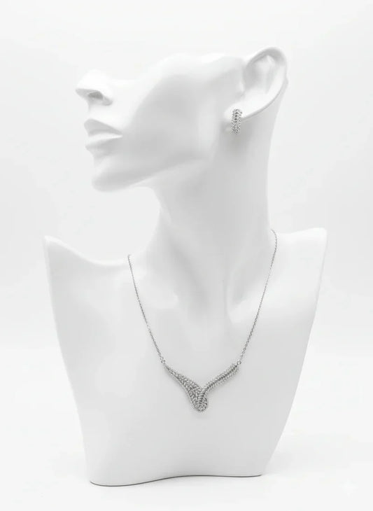 Curved Leaf Crystal Jewelry Set