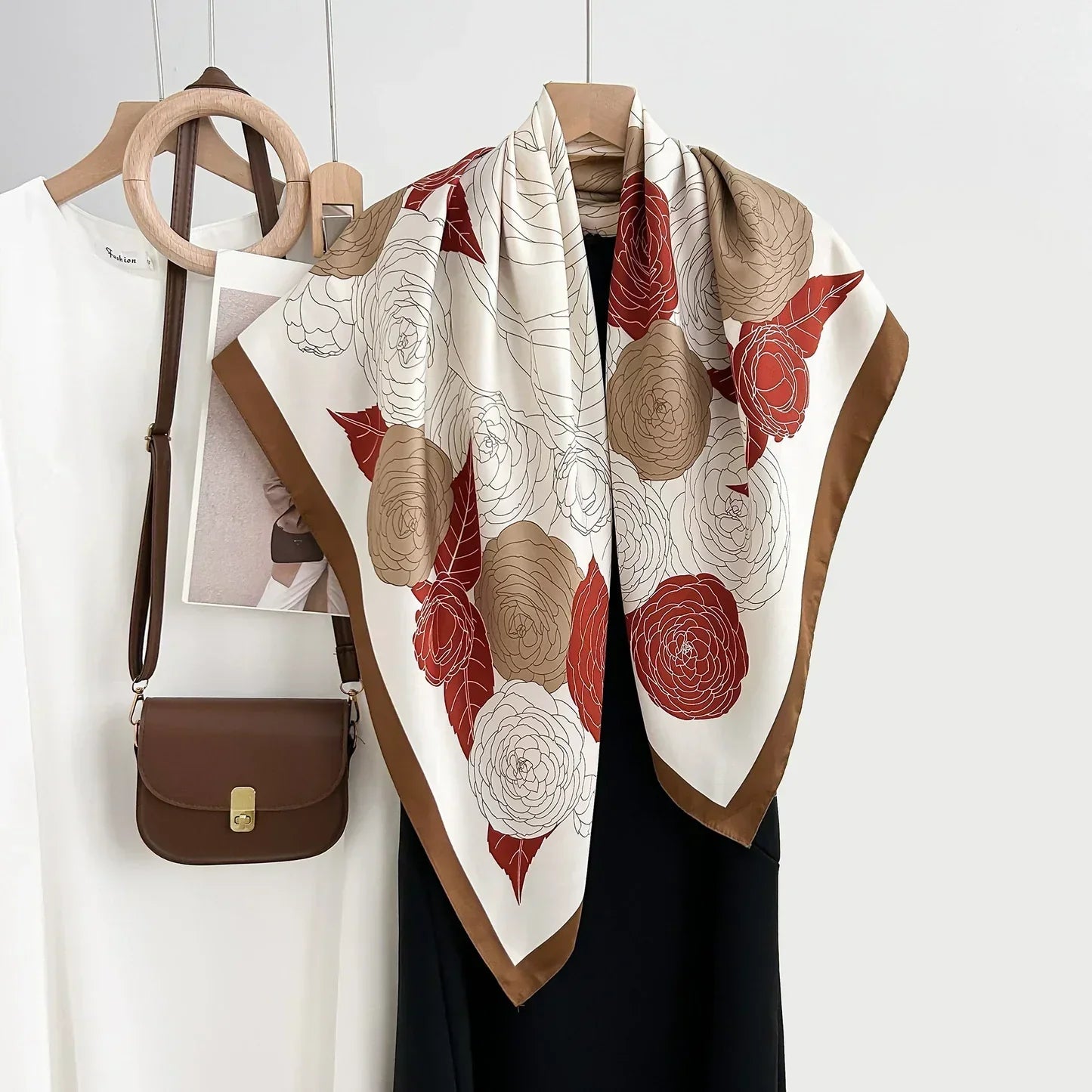 High-profile High-grade Korean Color Matching Floral Printed Scarf