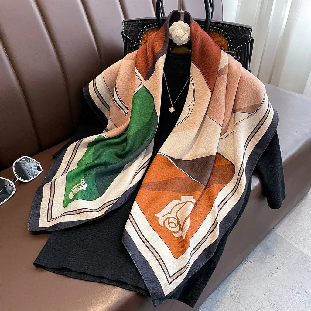 Printing Color Contrast Double-sided Different Color Dual-use Large Kerchief