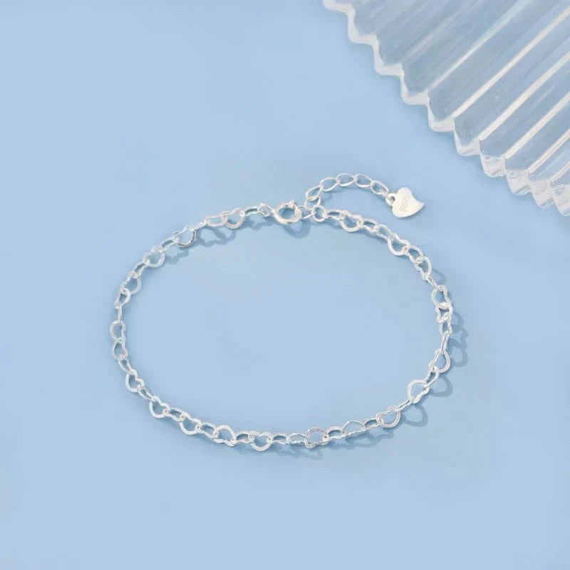 S925 Silver Heart Bracelet Simple Temperament Heart-shaped