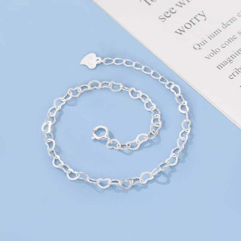S925 Silver Heart Bracelet Simple Temperament Heart-shaped